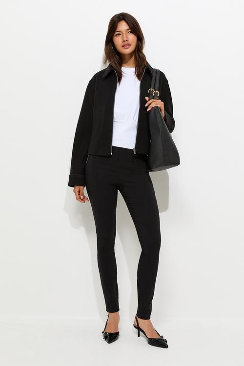 Aw26 Zip Bengaline Slim Trous - Black