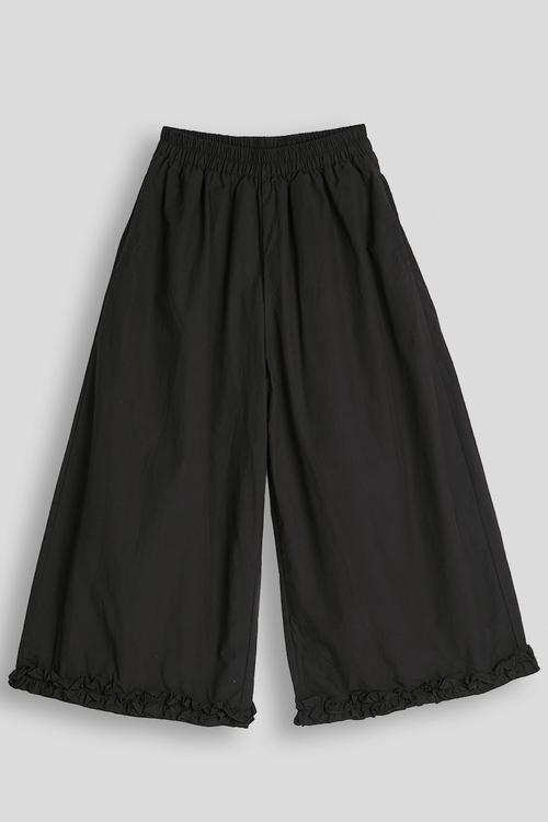 Ruffle hem wide leg pants - black
