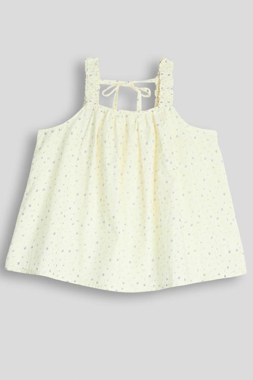 Elasticated shoulder top - off white & floral aop