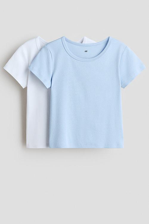 2-Pack cotton tops - light blue/white