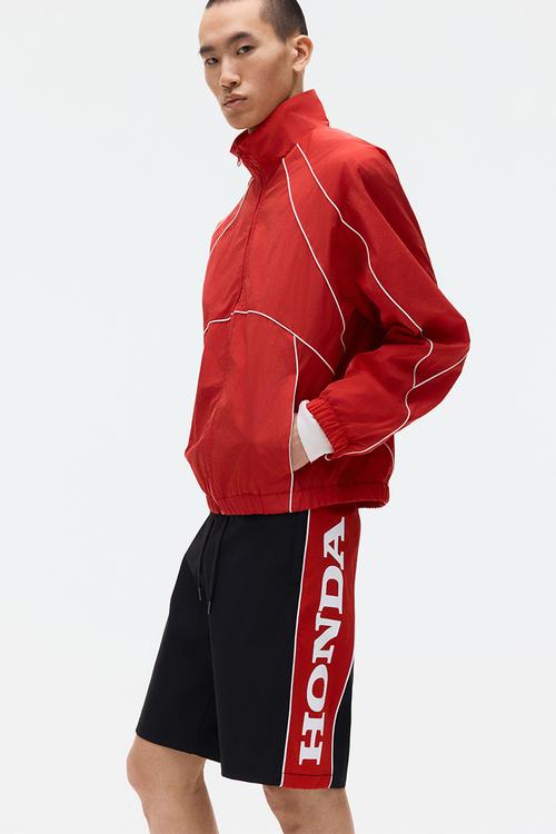 Loose fit printed shorts - black/honda