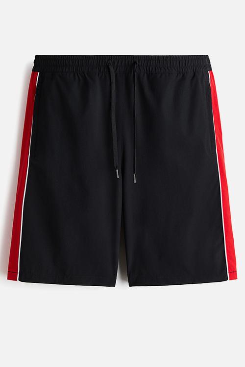 Loose fit printed shorts - black/honda