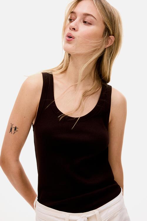 Ribbed vest top - dark brown