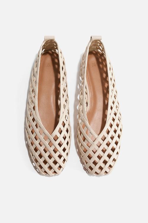 Braided-look ballet flats - light beige