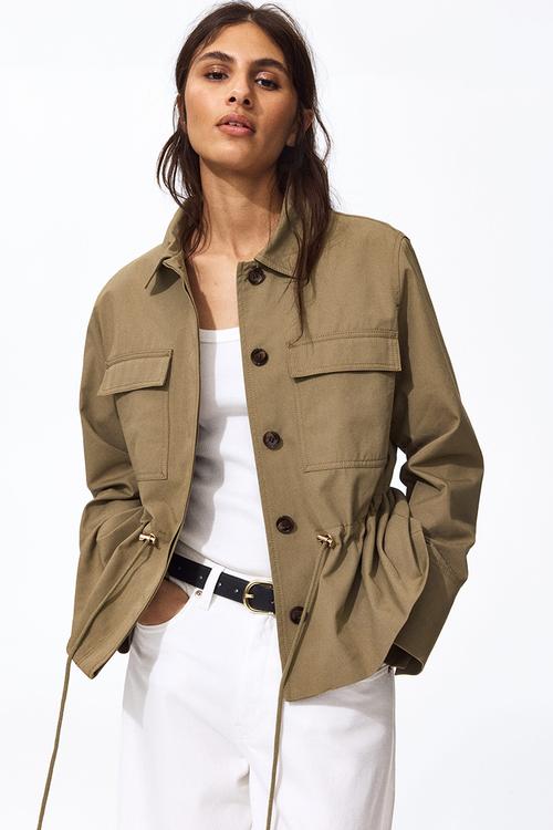 Cotton twill jacket - khaki green