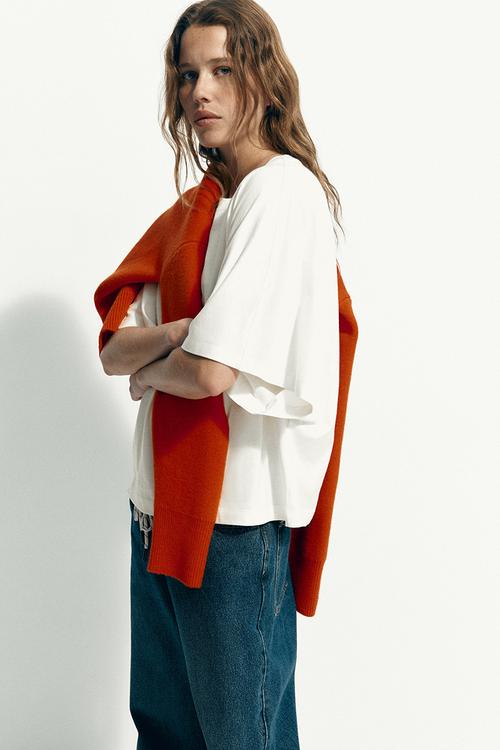 Batwing-sleeved t-shirt - ivory