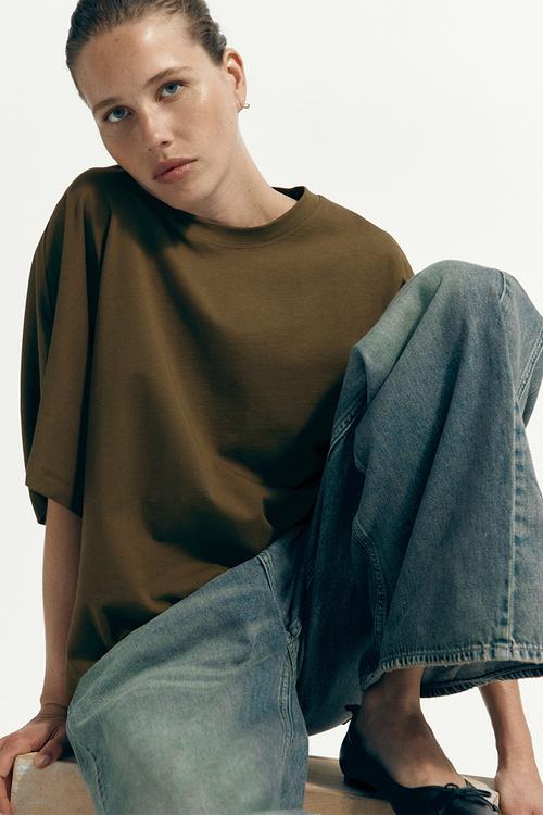 Batwing-sleeved t-shirt - dark khaki green