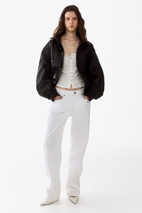 Pointelle-knit top - white
