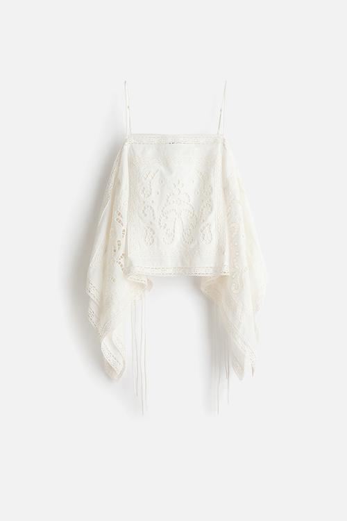 Broderie anglaise strappy top - white