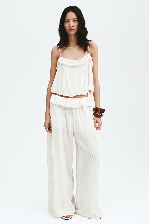 Pintucked trousers - cream