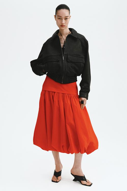 Midi balloon skirt - bright red