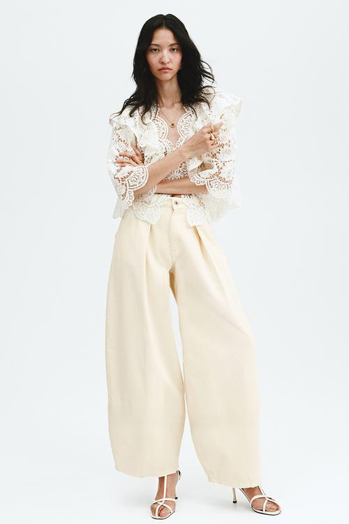 Barrel leg regular waist jeans - pale yellow