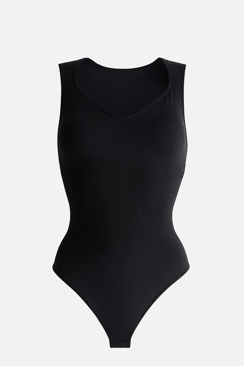 Seamless light shape thong body - black