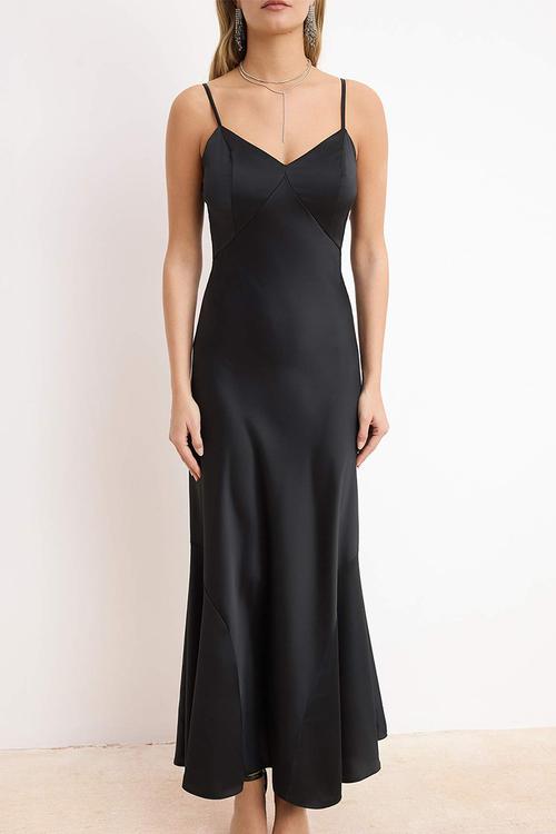A-Line Maxi Dress - Black