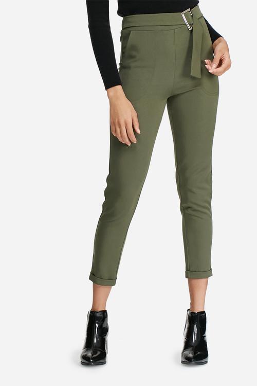 Buckle detail formal pants