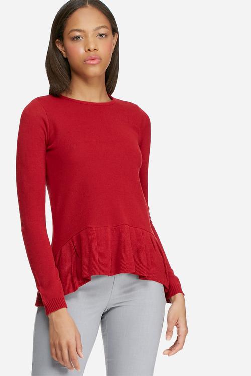 Dipped peplum knitted sweater