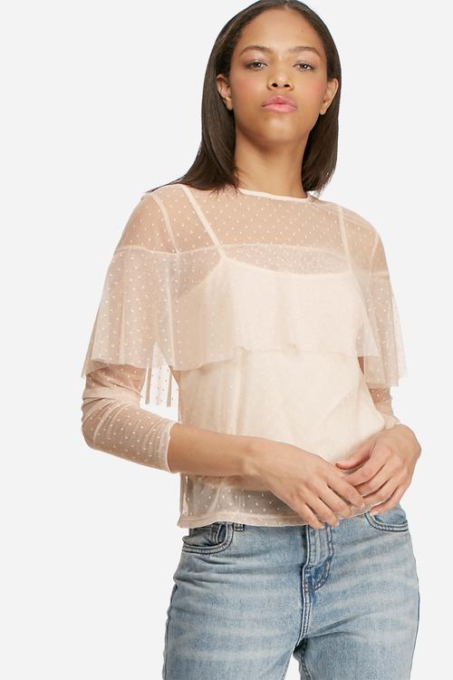 Mesh frill blouse