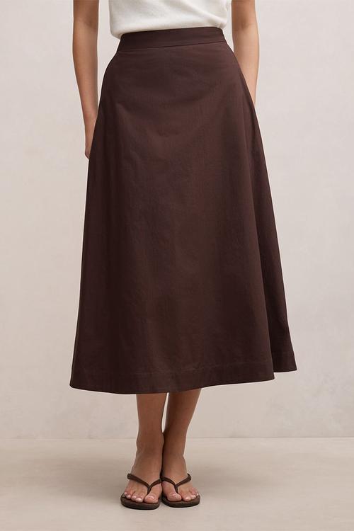 Chrissy cotton midi skirt in chocolate