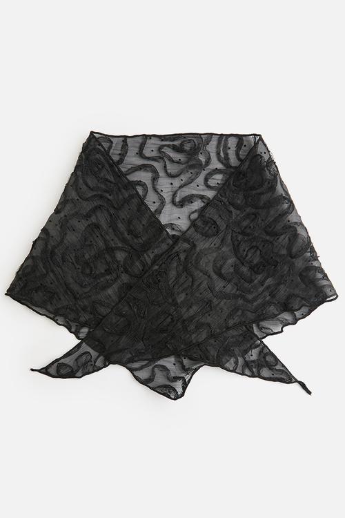 Noor Sheer Headscarf With Tectured Pattern - Black
