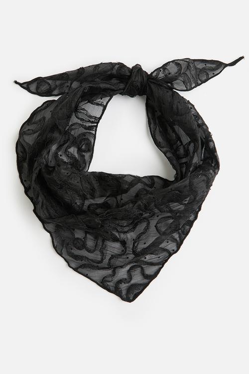 Noor Sheer Headscarf With Tectured Pattern - Black