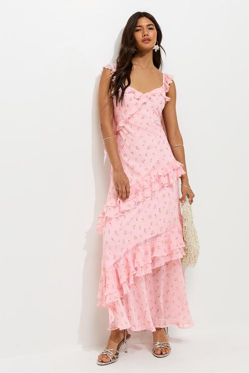 Vintage rose ruff maxi - pink