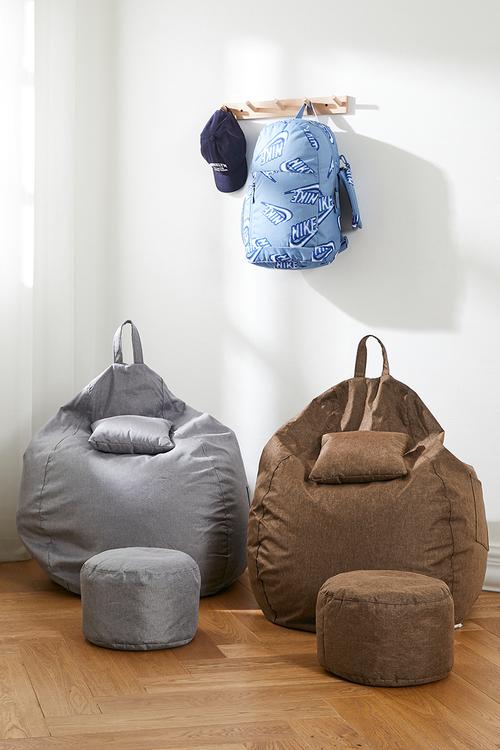 Bean bag with ottoman - brown