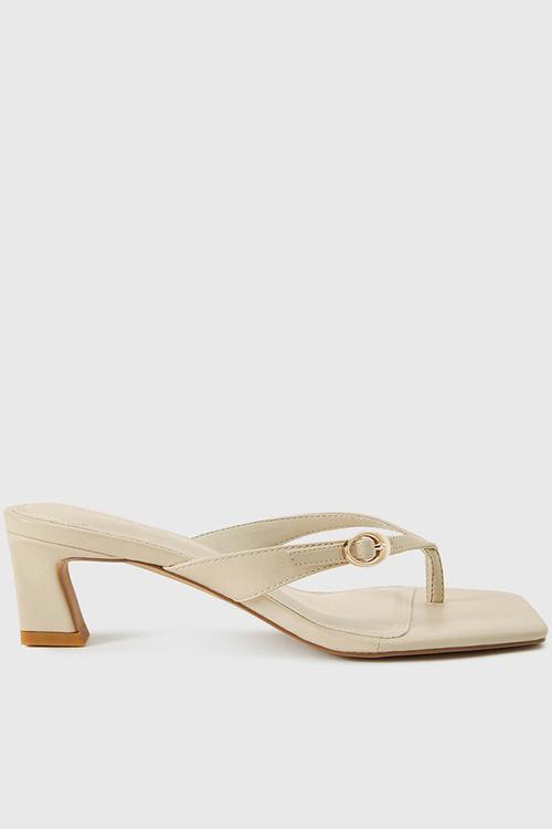 Belinda 2 buckle detail thong heeled sandal in nude