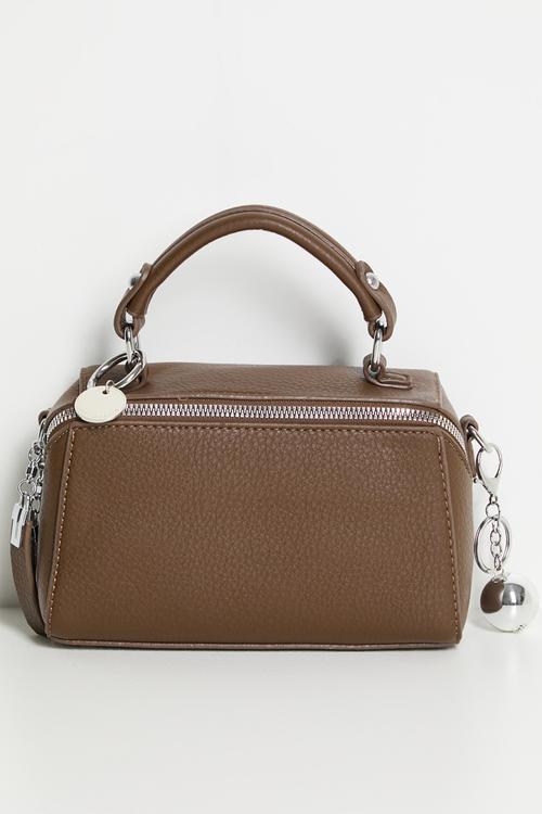 Sloan Vanity Top Handle Bag With Silver Hardware-Brown