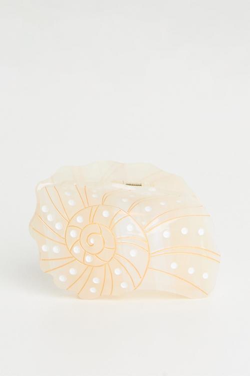Presley Pearl Shell Claw Clip - Cream