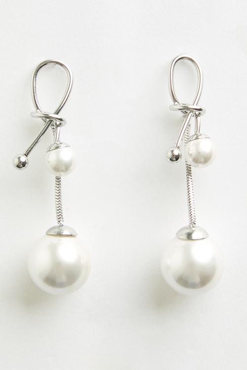 Phoenix Drop Pearl Earrings - Silver