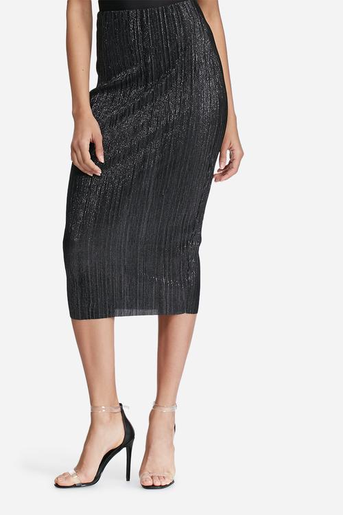 Glitter crinkle midi skirt