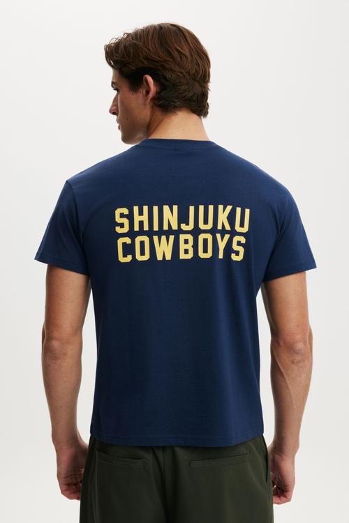 Fitted Graphic T-Shirt-Indigo / Shinjuku