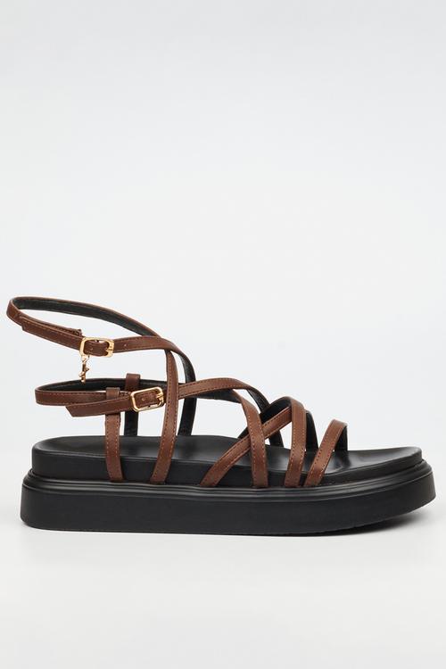 Absolut 7 multi-strap chunky sandal - chocolate