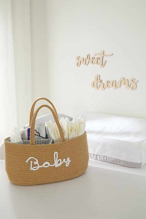 Woven diaper organizer caddy - neutral