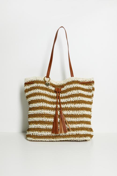 Lanae Crochet Drawstring Bucket Bag-Natural