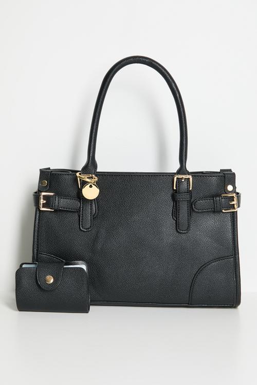 Siena Structured Top Handle Bag-Black