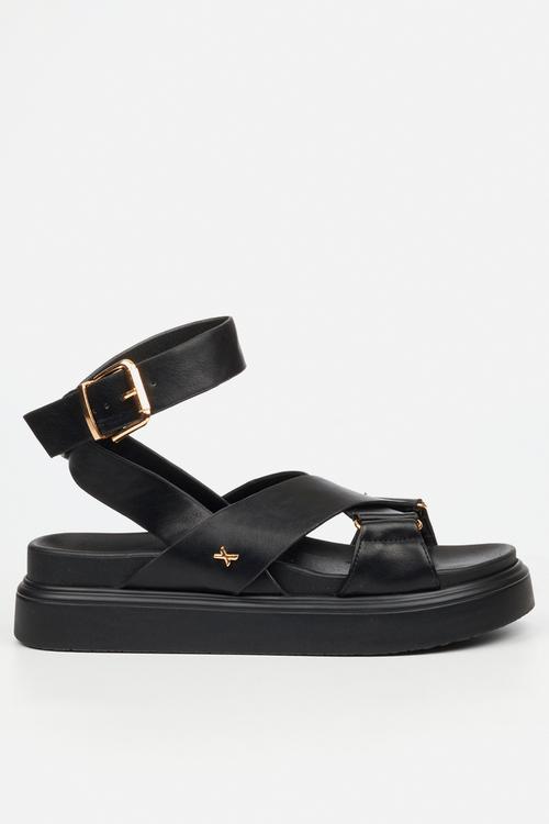 Absolut 9 cross-over chunky sandal - black
