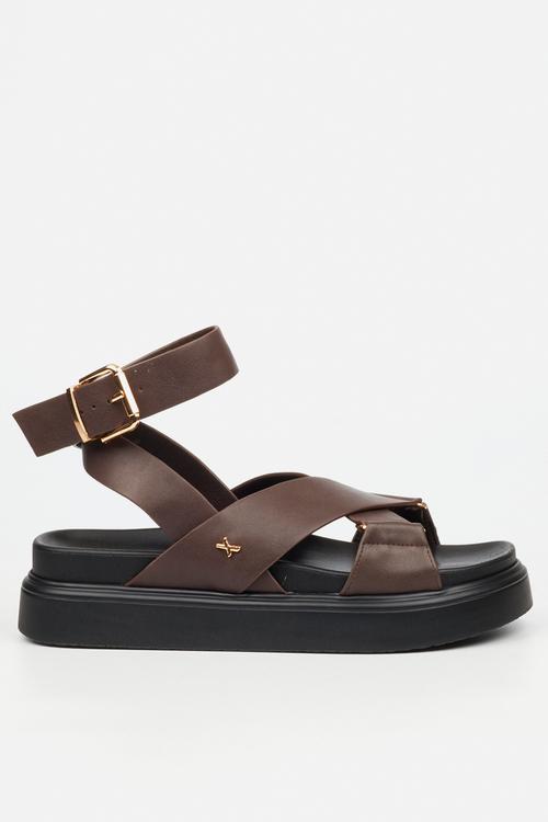 Absolut 9 cross-over chunky sandal - chocolate
