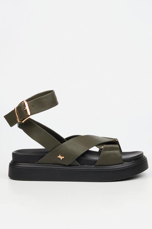 Absolut 9 cross-over chunky sandal - green