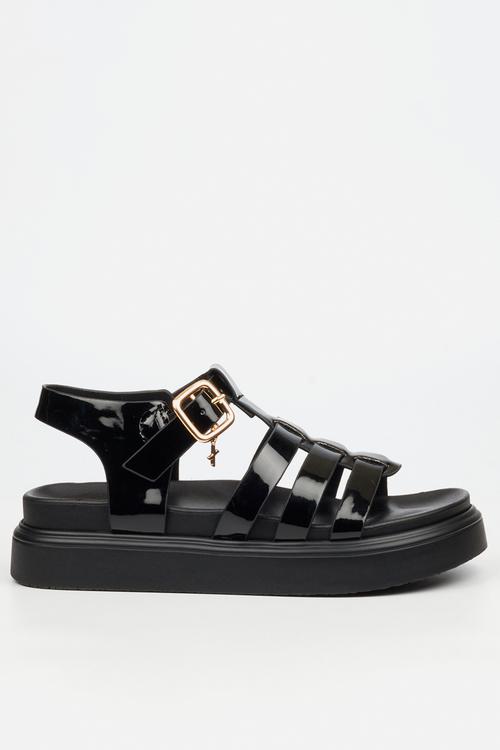 Absolut 11 triple strap t-bar chunky sandal - black