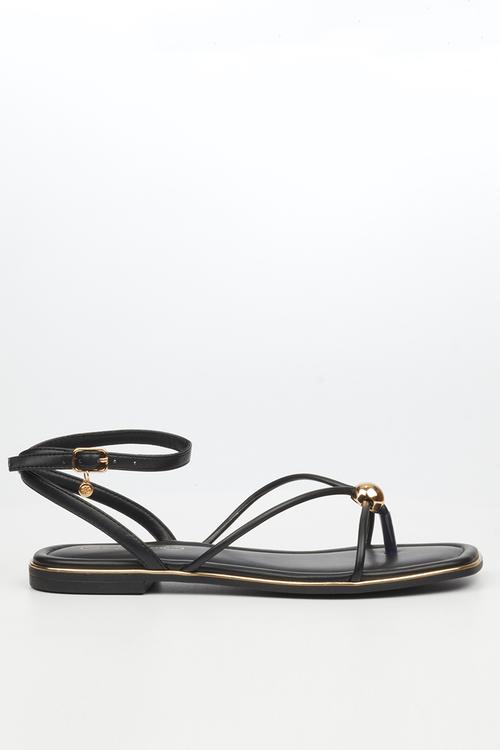 Elaine 1 strappy gold trim sandal - black