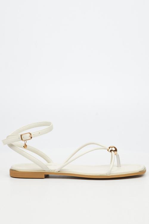 Elaine 1 strappy gold trim sandal - ivory
