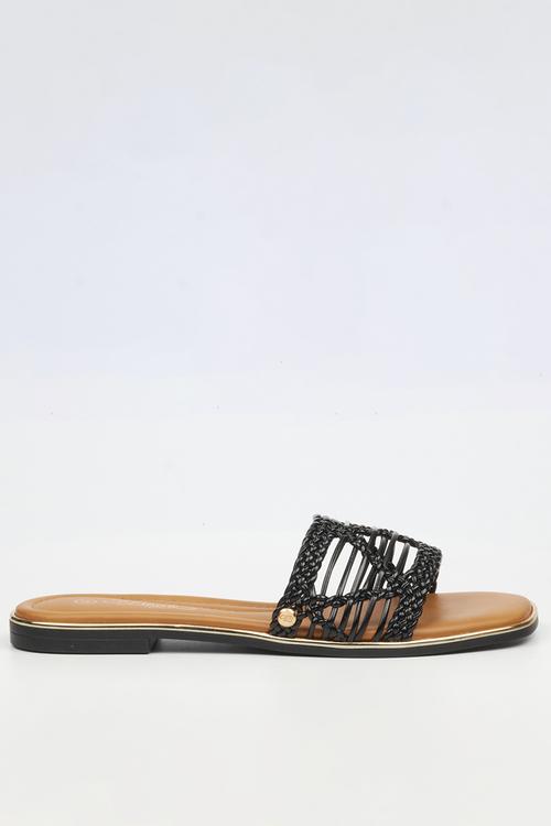 Elaine 3 macrame sandal - black