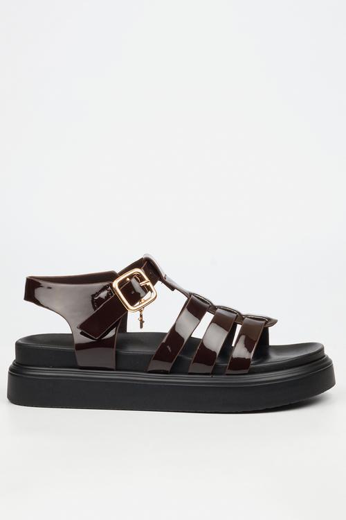 Absolut 11 triple strap t-bar chunky sandal - chocolate