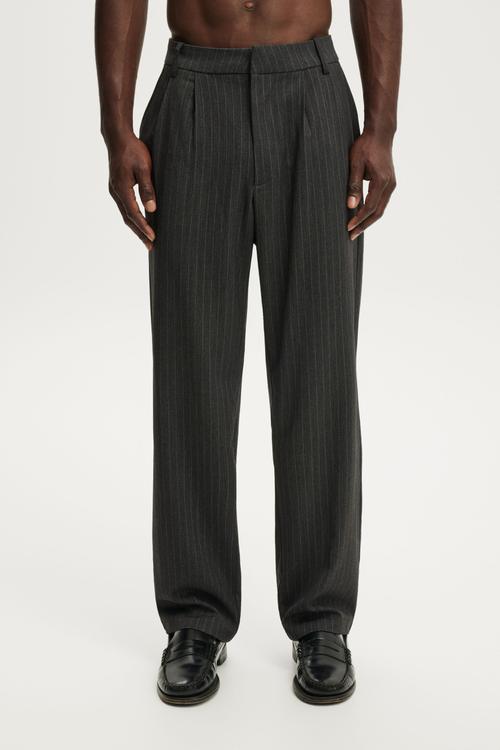 Baggy Pleated Pant - Dark Charcoal Pinstripe
