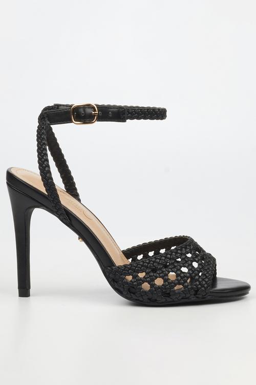 Jazz 52 ankle-strap macrame heel - black