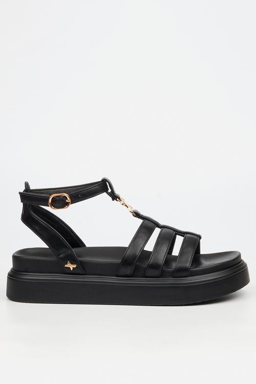 Absolut 15 gold trim chunky sandal - black