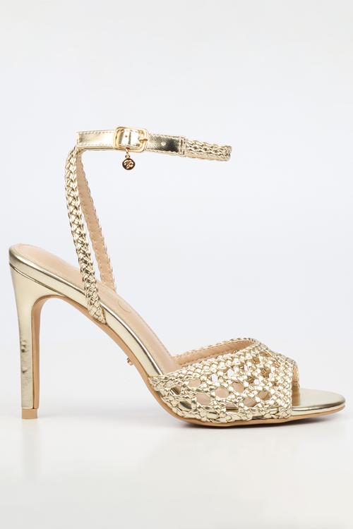 Jazz 52 ankle-strap macrame heel - gold