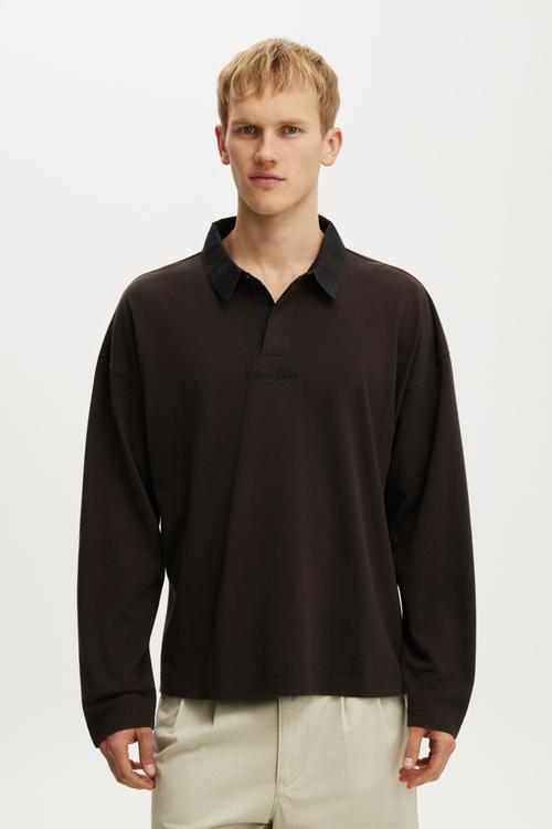 Box Fit Long Sleeve Polo - Espresso