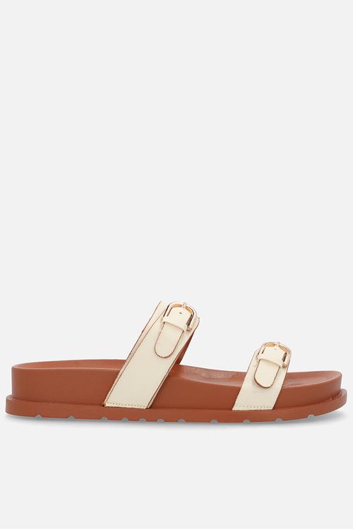 Rose two strap slide - neutral// tan multi